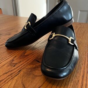 Born Black Leather Loafers with Gold Detail